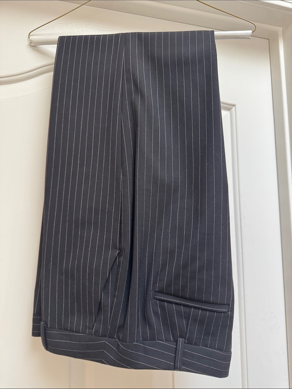 Jones New York Women’s Pinstripe Dress Pants in Black with White Stripes